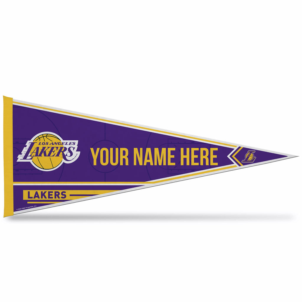 Rico Industries Nba Basketball Los Angeles Lakers Personalized - Custom 12'' X 30'' Soft Felt Pennant - Ez To Hang