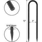 Windstake 12 Inch U Shape Rebar Stakes, 8Pcs Black Rebar Hook, Heavy Duty Trampoline Wind Anchors Stakes For Camping Tents, Socc