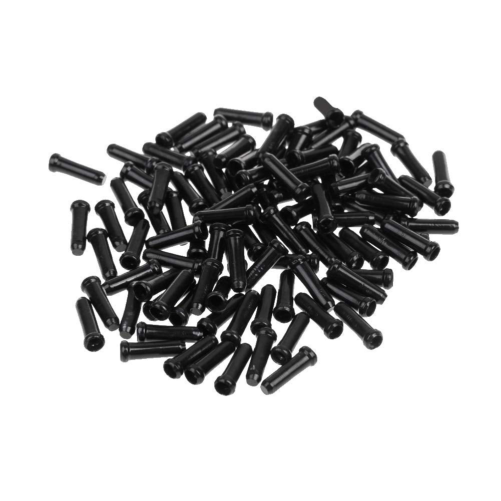 Bike Cable End Caps, Black Cable End Crimps, Bike Brake Cable End Tips For Road Mountain Bicycle, Pack Of 50