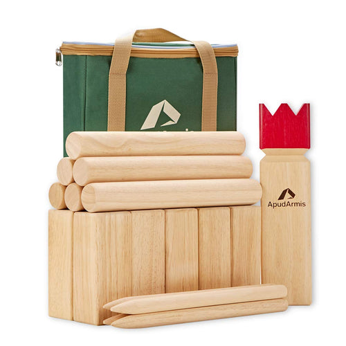 Apudarmis Kubb , Viking Chess Outdoor Clash Toss Yard Game With Carrying Case - Rubber Wooden Backyard Lawn Games Set For Teenag
