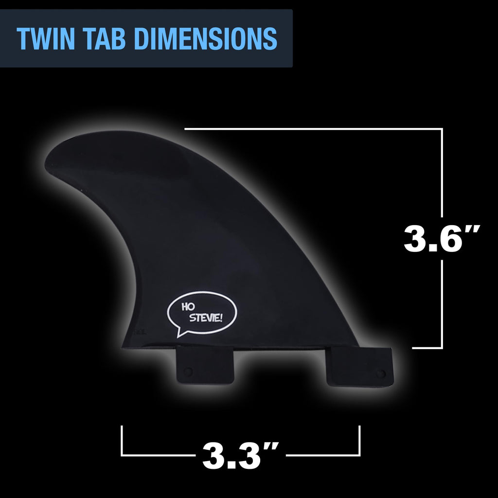 Ho Stevie! Surfboard Side Bite Fins/Rear Trailer Fins (Twin Tab Or Single Tab) [Choose Color] (Black, Twin Tab)