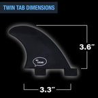 Ho Stevie! Surfboard Side Bite Fins/Rear Trailer Fins (Twin Tab Or Single Tab) [Choose Color] (Black, Twin Tab)