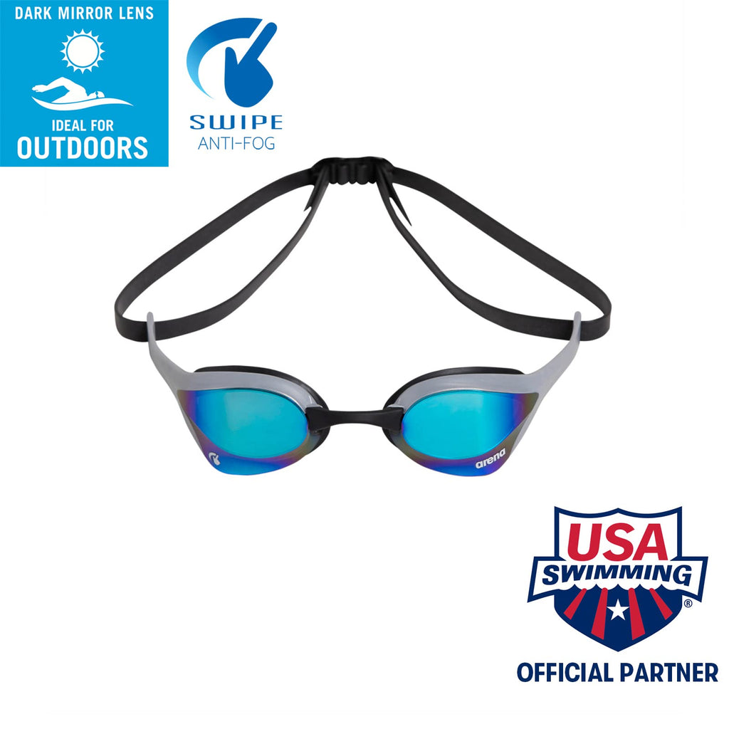 Arena Unisex Cobra Ultra Swipe Racing Swim Goggles For Men And Women Swipe Anti-Fog Technology Polycarbonate Mirror Lens, Bluesi