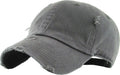 Kbethos Vintage Washed Distressed Cotton Dad Hat Baseball Cap Adjustable Polo Trucker Unisex Style Headwear (Vintage) Dark Gray 