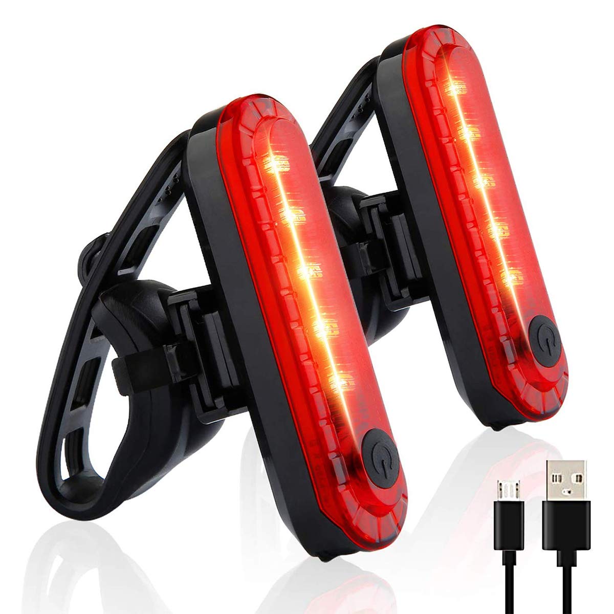 Bike Tail Light Rechargeable 2 Pack, Rear Red Bike Light for Night Riding, Back Bicycle Taillights with Great Battery Life, Easy