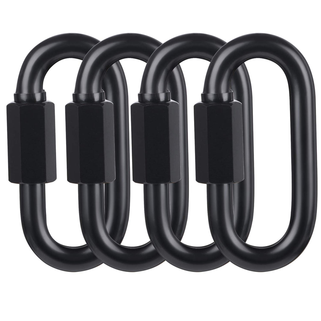 Bewishome D Shape Locking Carabiner,Black Quick Links,Durable Chain Links,Heavy Duty Chain Connector,Black M8 Hdk03H