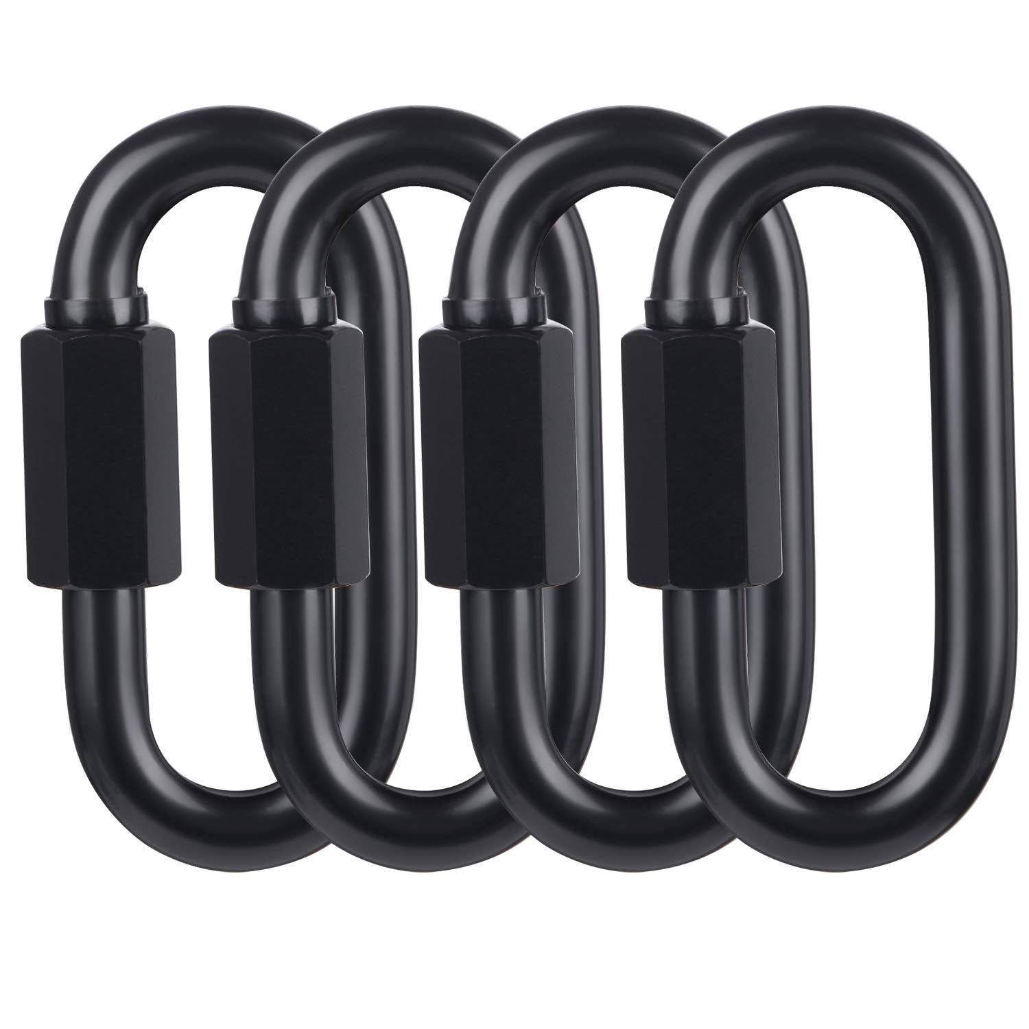 Bewishome D Shape Locking Carabiner,Black Quick Links,Durable Chain Links,Heavy Duty Chain Connector,Black M8 Hdk03H