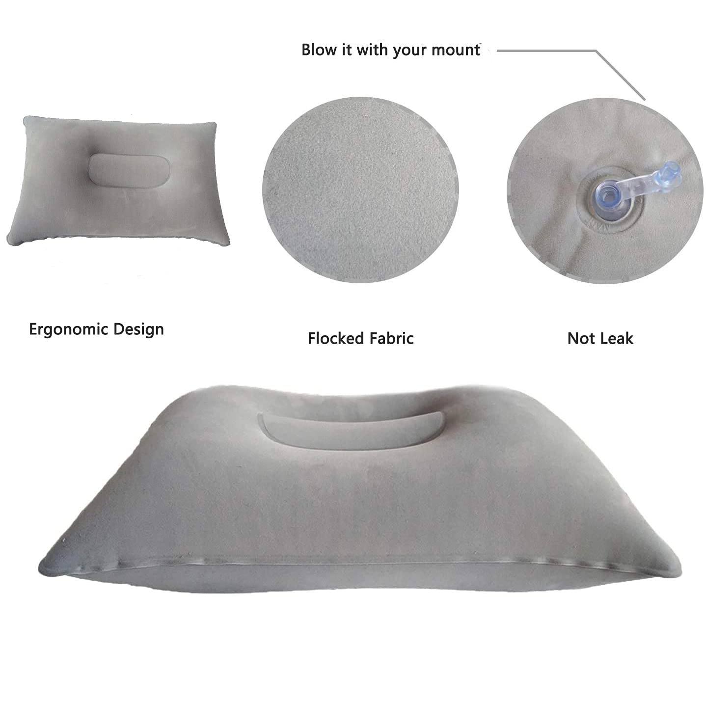 Dogxiong 2 Pack Ultralight Inflatable Pillow Small Squared Flocked Fabric Air Pillow Beach Pillow For Hiking,Camping,Traveling,N