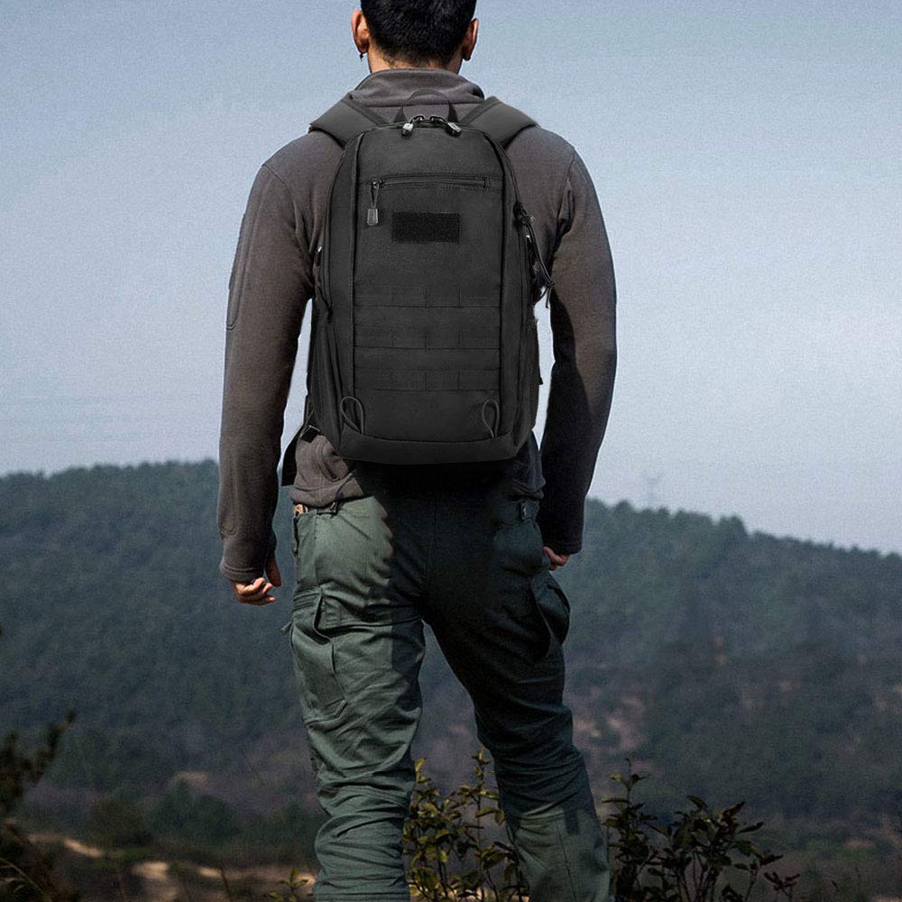 Huntvp 20L Daypack Military Molle Backpack Rucksack Gear Tactical Assault Pack Bag For Hunting Camping Trekking (20L-Black)