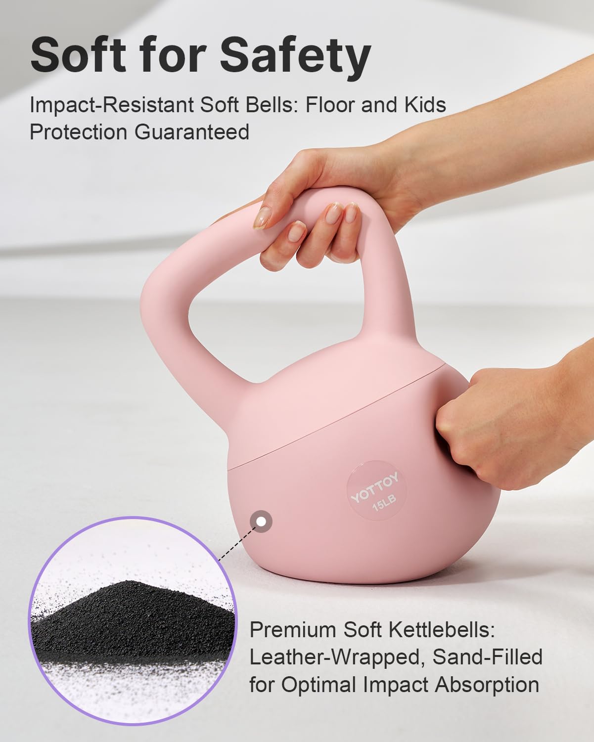 YOTTOY Soft Kettlebell,Kettlebell Anti-Slip Grip Weight for Home Workouts, Kettlebells Set Strength and Safety Guaranteed (Pink,