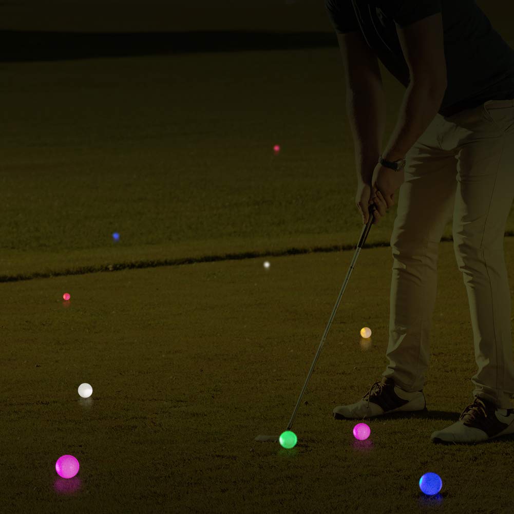Thiodoon Glow In The Dark Golf Balls Light Up Led Golf Balls Night Golf Gift Sets For Men Kids Women 6 Pack (6 Colors In One)