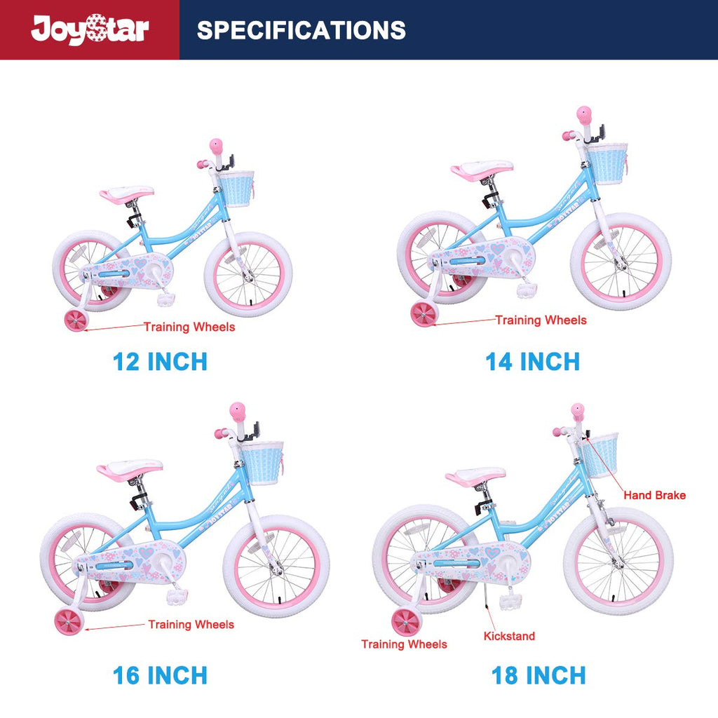 Joystar 16 Inch Girls Bike Toddler Bike For 4 5 6 7 Years Old Girl 16'' Kids Bikes For Ages 4-7 Yr With Training Wheels And Bask
