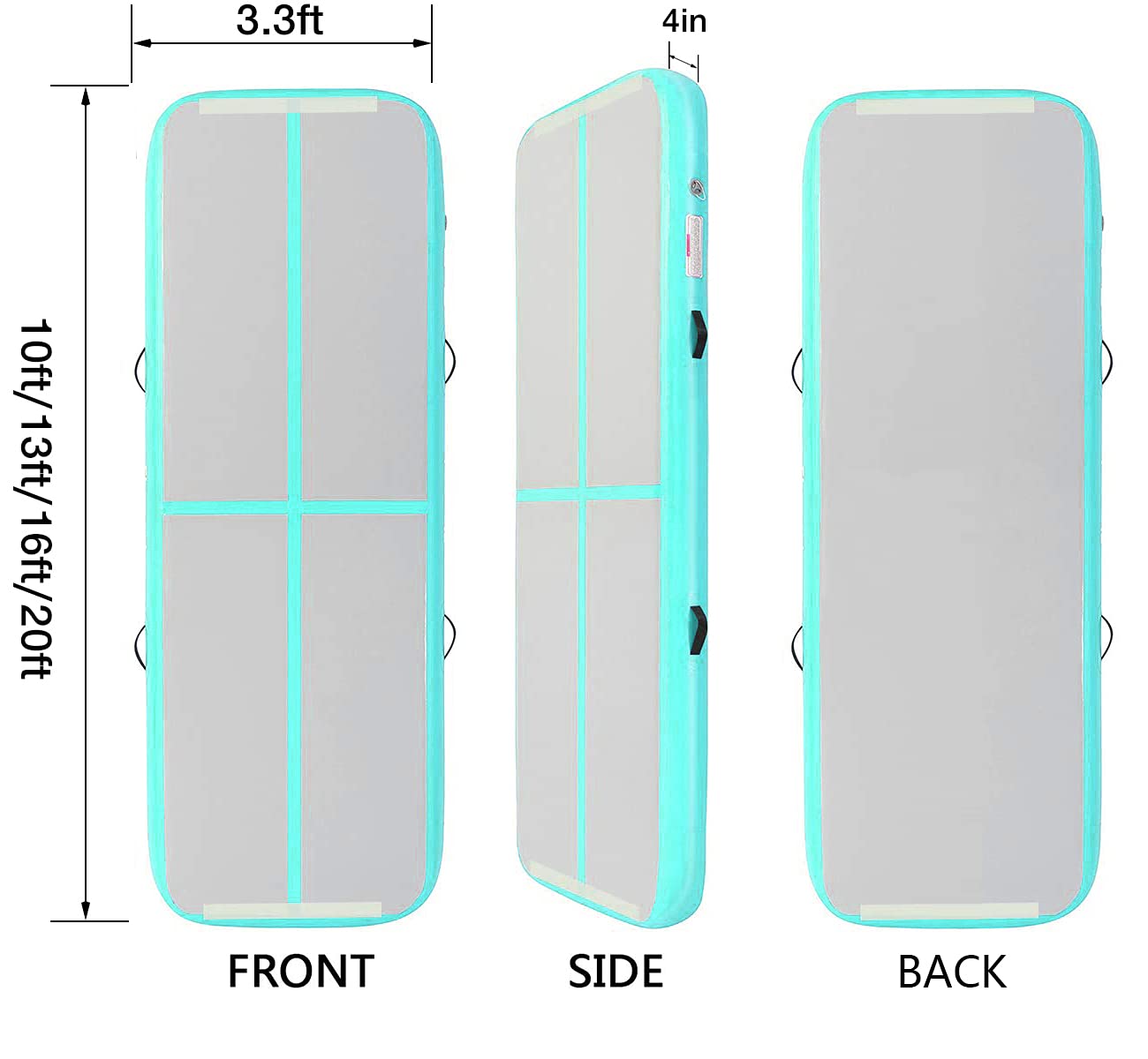 Edostory Inflatable Air Gymnastics Mat 10Ft/13Ft/16Ft/20Ft Training Mats 4 Inches Thick Gymnastics Tracks For Home/Training/Chee
