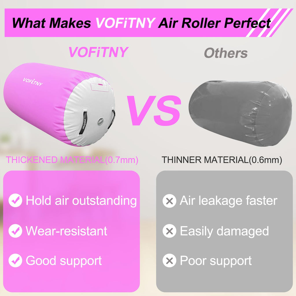 VOFiTNY Inflatable Gymnastics Mat with Tumbling Barrel, 13 Tumble Track Mats for Gymnastics, 3.3L x 2D Air Roller Gymnastics
