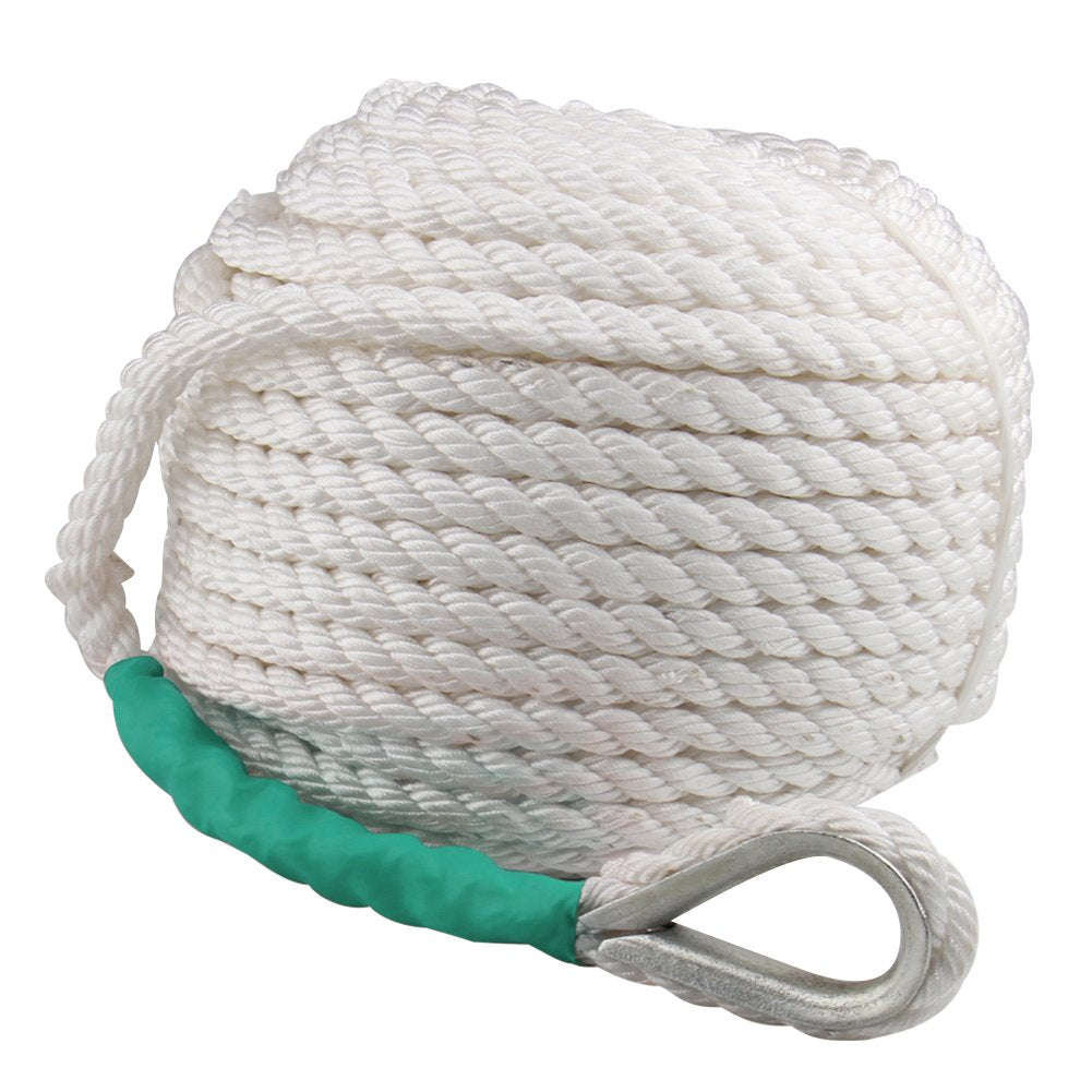 Boat Anchor Rope 200 Ft X 1/2 Inch Polypropylene Rope 3 Strand Twisted Anchor Line For Sailboat Sled Line Mooring With Thimble 5