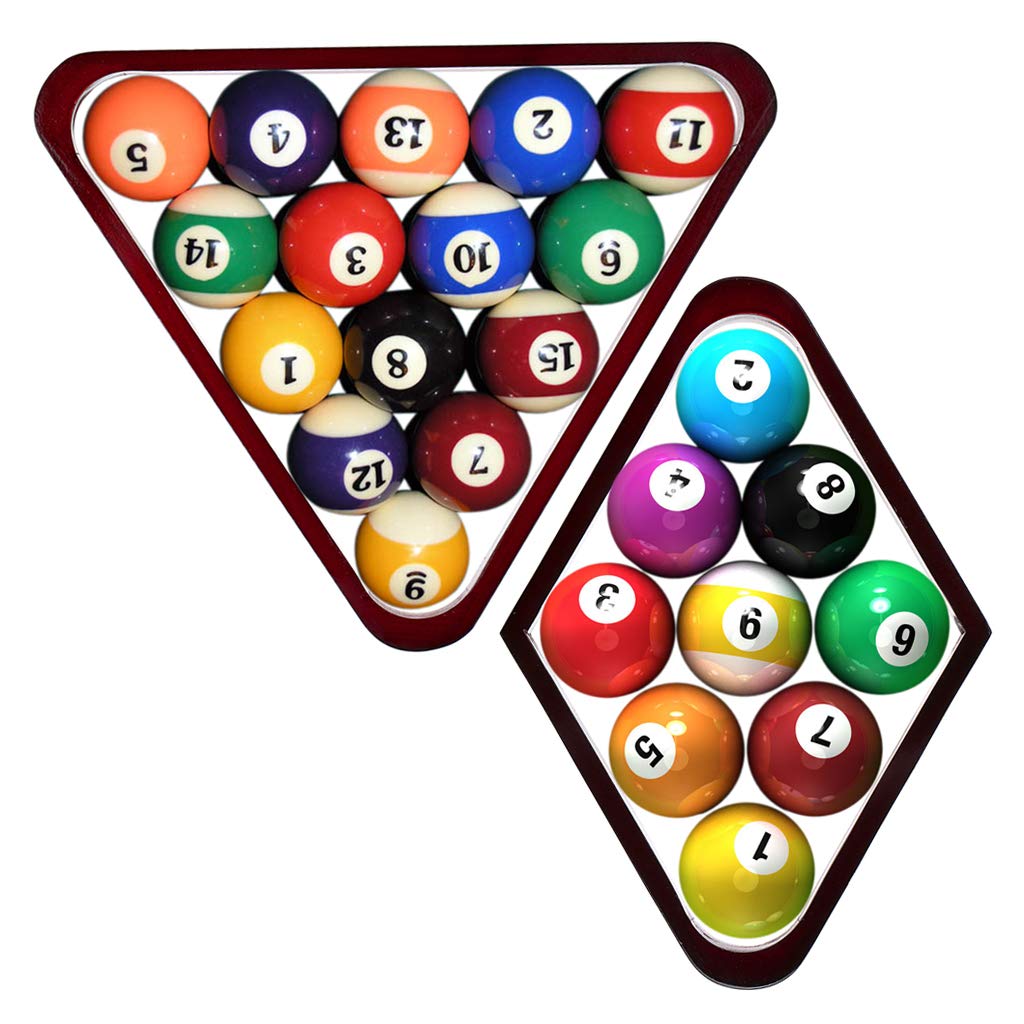 Ownmy Set Of 2 Wooden Billiard Ball Rack Set, Vintage Solid Wood Billiard 8-Ball Triangle Rack & 9-Ball Diamond Rack Table Pool