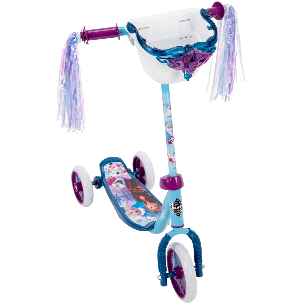 Huffy Disney Frozen 2 Toddler Scooter, Ideal for Ages 3+ Years Old, 3 Wheels, Handlebar Basket, Shimmering Streamers, Easy-Balan