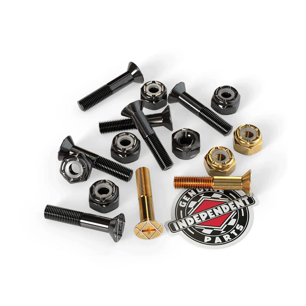 Independent Cross Phillips Head Black/Gold Standard Skateboard Hardware Sets - 7/8''