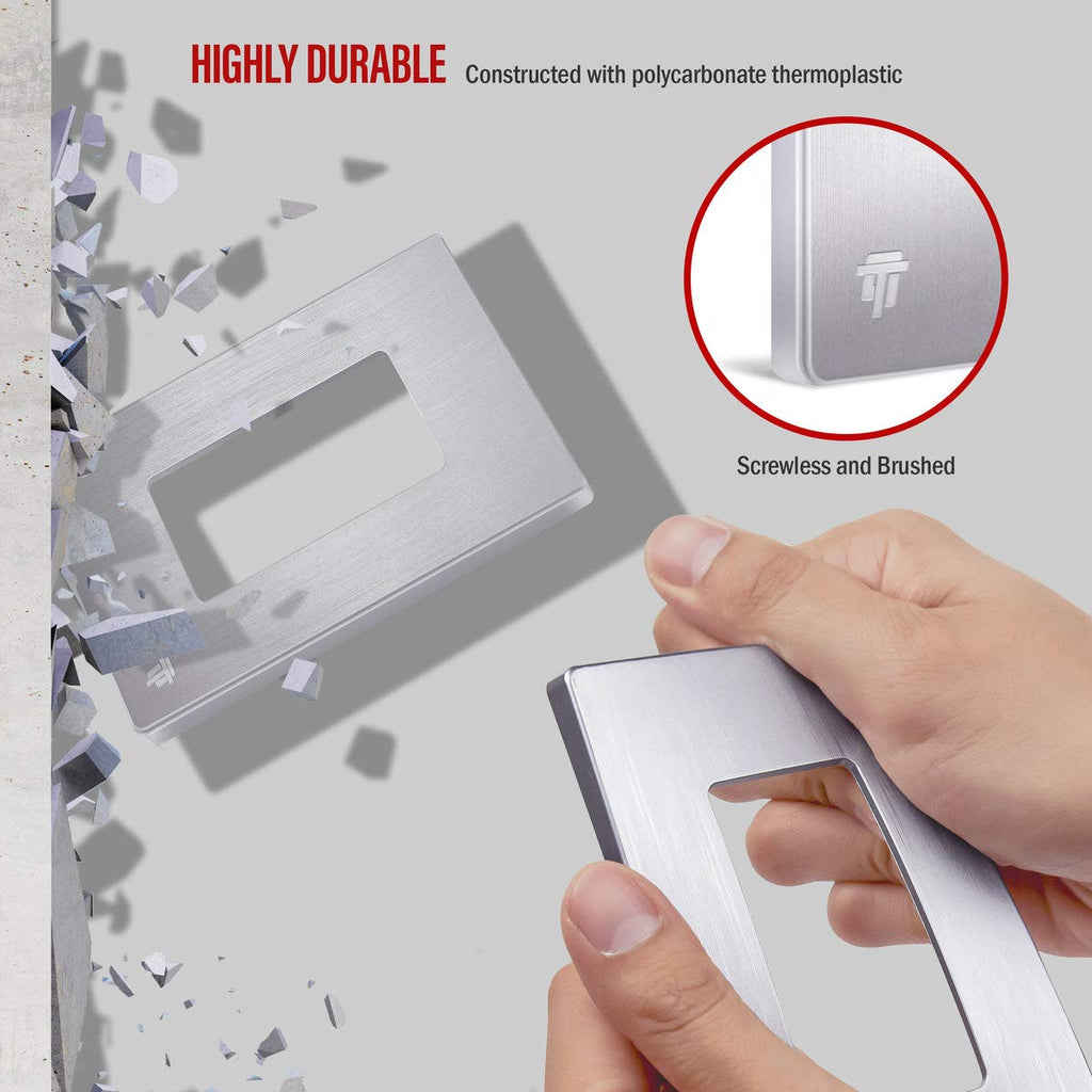 Enerlites Elite Series Screwless Decorator Wall Plate Child Safe Outlet Cover, Gloss Finish, Size 1-Gang 468 H X 293 L, Unbreaka