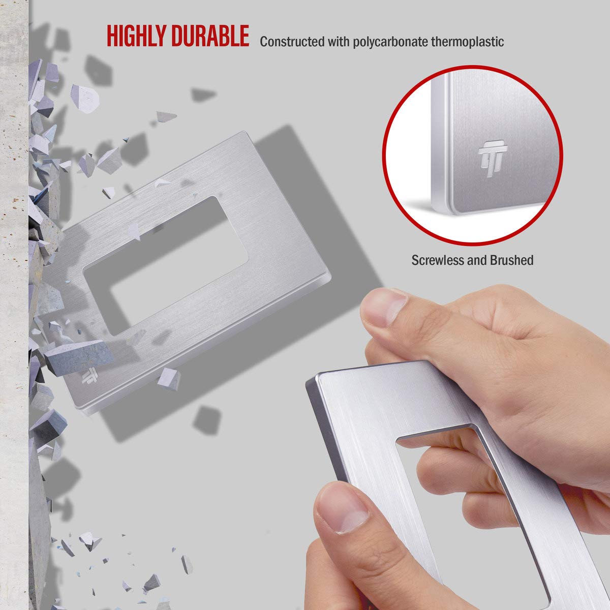 Enerlites Elite Series Screwless Decorator Wall Plate Child Safe Outlet Cover, Gloss Finish, Size 1-Gang 468 H X 293 L, Unbreaka