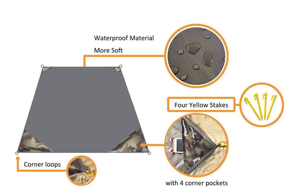 Hzjoyue Outdoor Blanket (71'' X 55'') -Compact, Lightweight, Sand Proof Pocket Blanket Best For The Beach, Hiking, Travel, Campi