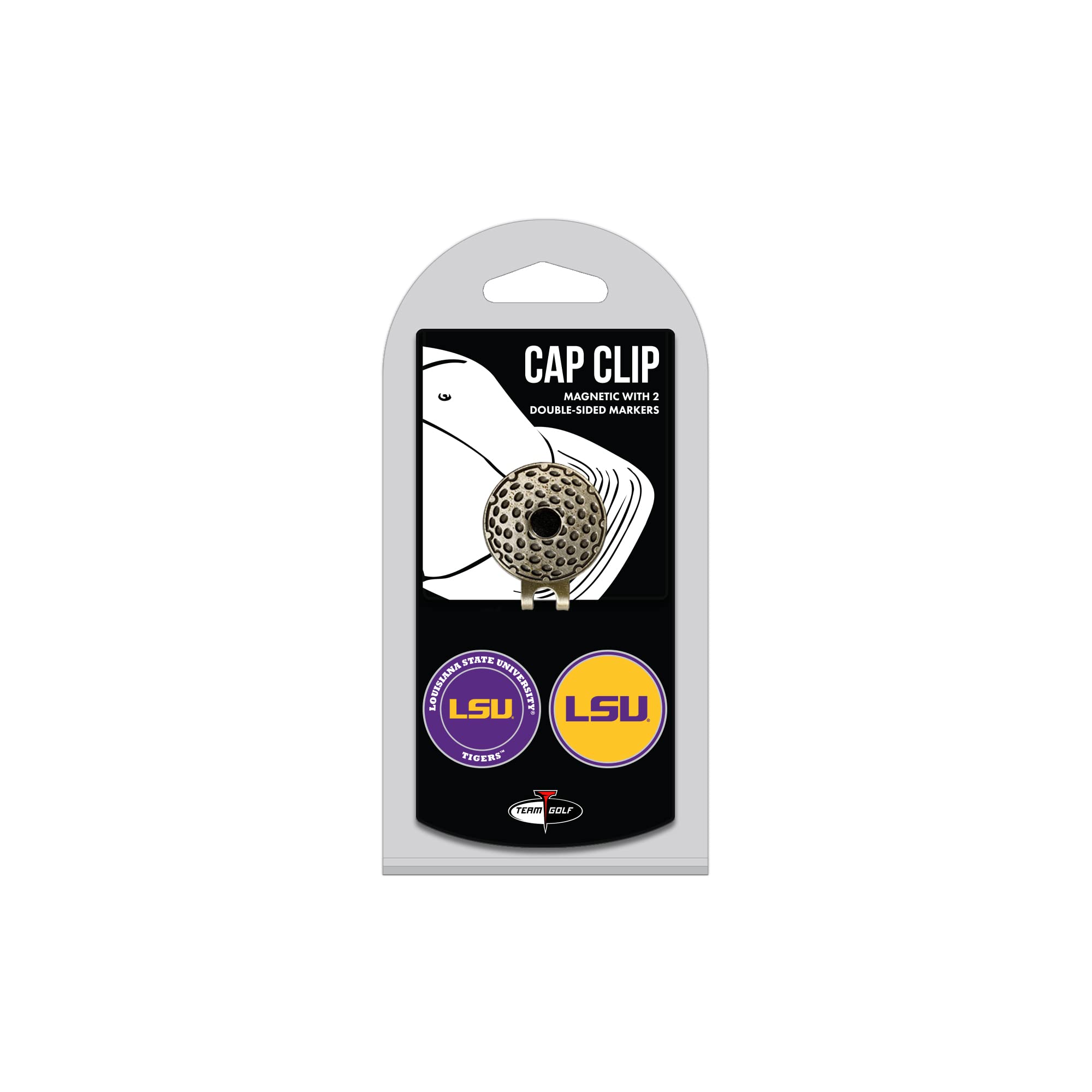 Team Golf NCAA LSU Tigers Cap Clip With 2 Golf Ball Markers Golf Cap Clip with 2 Removable Double-Sided Enamel Magnetic Ball Mar