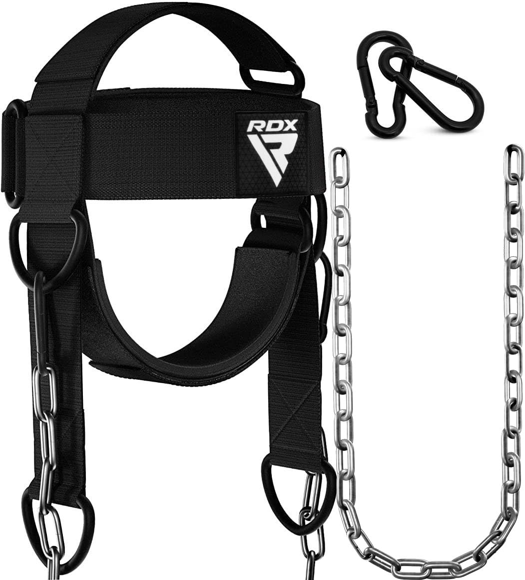 Rdx Neck Harness Weight Lifting Training, Head Harness Exerciser, 4Mm Padded Neck Builder, 90Cm Long Adjustable Steel Chain, Gym