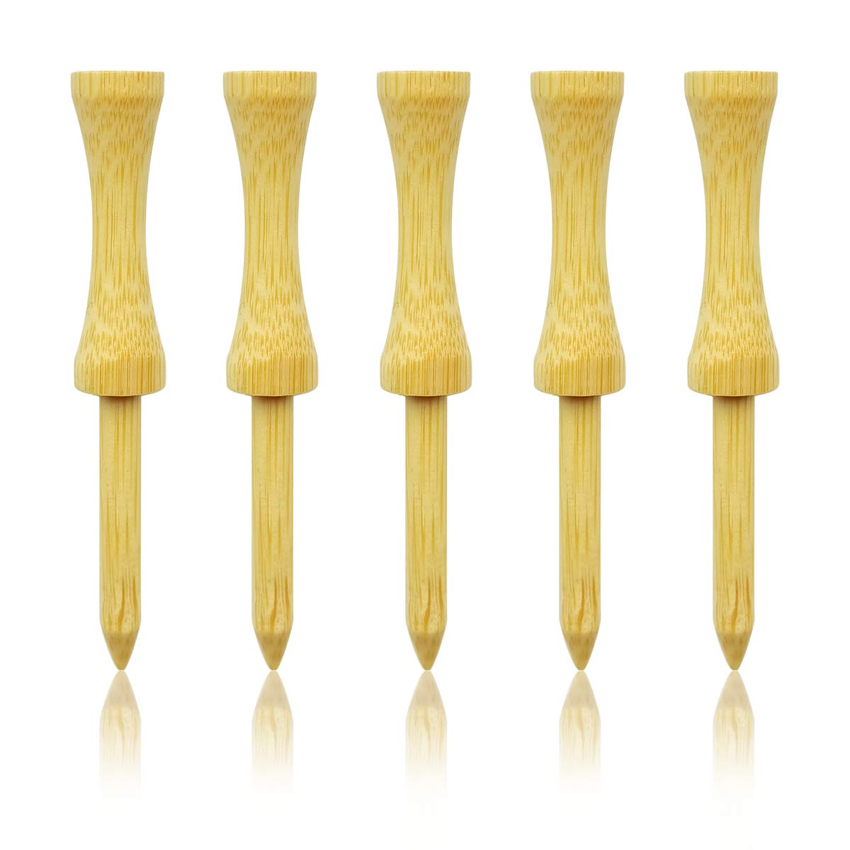 Zivisk Bamboo Golf Tees 2-3/4 Inch 100 Count Wooden Tall Step Down Castle Tees Golf (Natural Color)