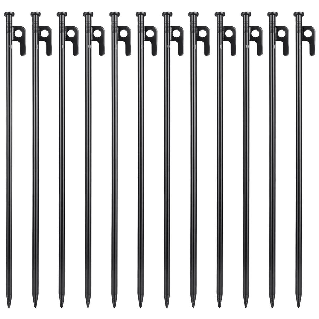 Abuff 12 Pcs 16 Inch Tent Stakes Heavy Duty Metal Tent Pegs