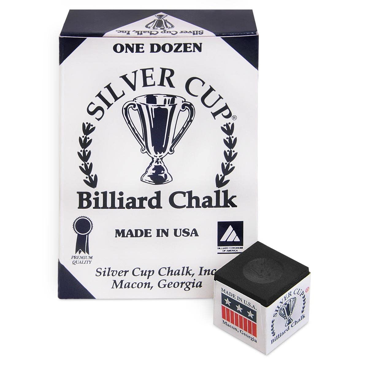 Silver Cup Billiard Chalk - One Dozen (Black)
