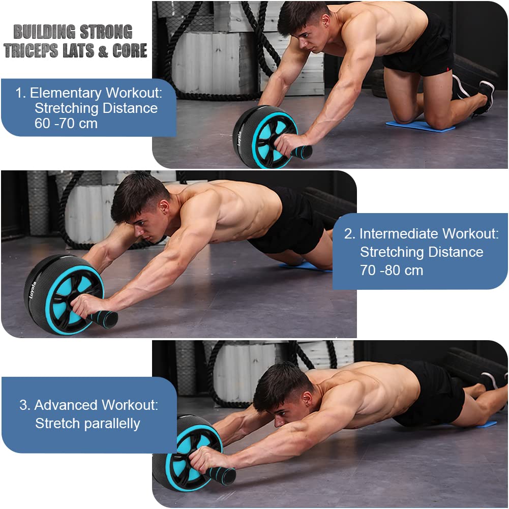 10-In-1 Ab Wheel Roller Kit With Resistance Bands, Knee Mat, Jump Rope, Push-Up Bar - Home Gym Equipment For Men Women (Blue)