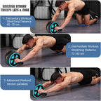 10-In-1 Ab Wheel Roller Kit With Resistance Bands, Knee Mat, Jump Rope, Push-Up Bar - Home Gym Equipment For Men Women (Blue)