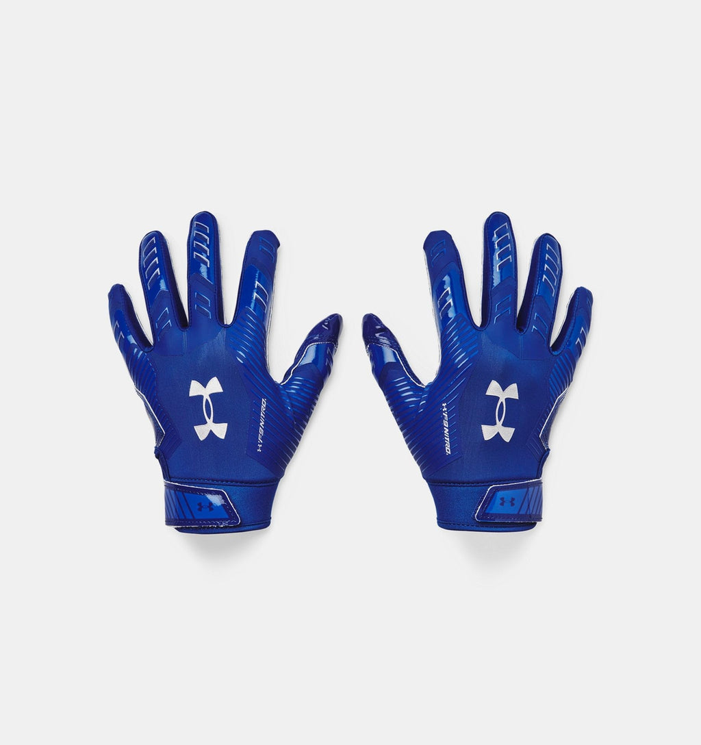 Under Armour Boys' F9 Nitro Football Gloves, (400) Royal/Capri/Metallic Silver, Small