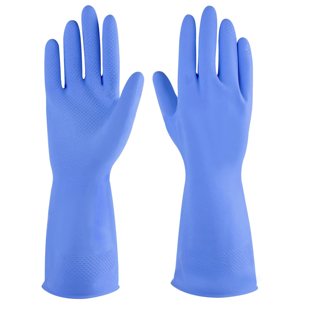 Iucge Rubber Cleaning Gloves Blue 6 Pairs For Household,Reuseable Dishwashing Gloves For Kitchen(6,Xl)