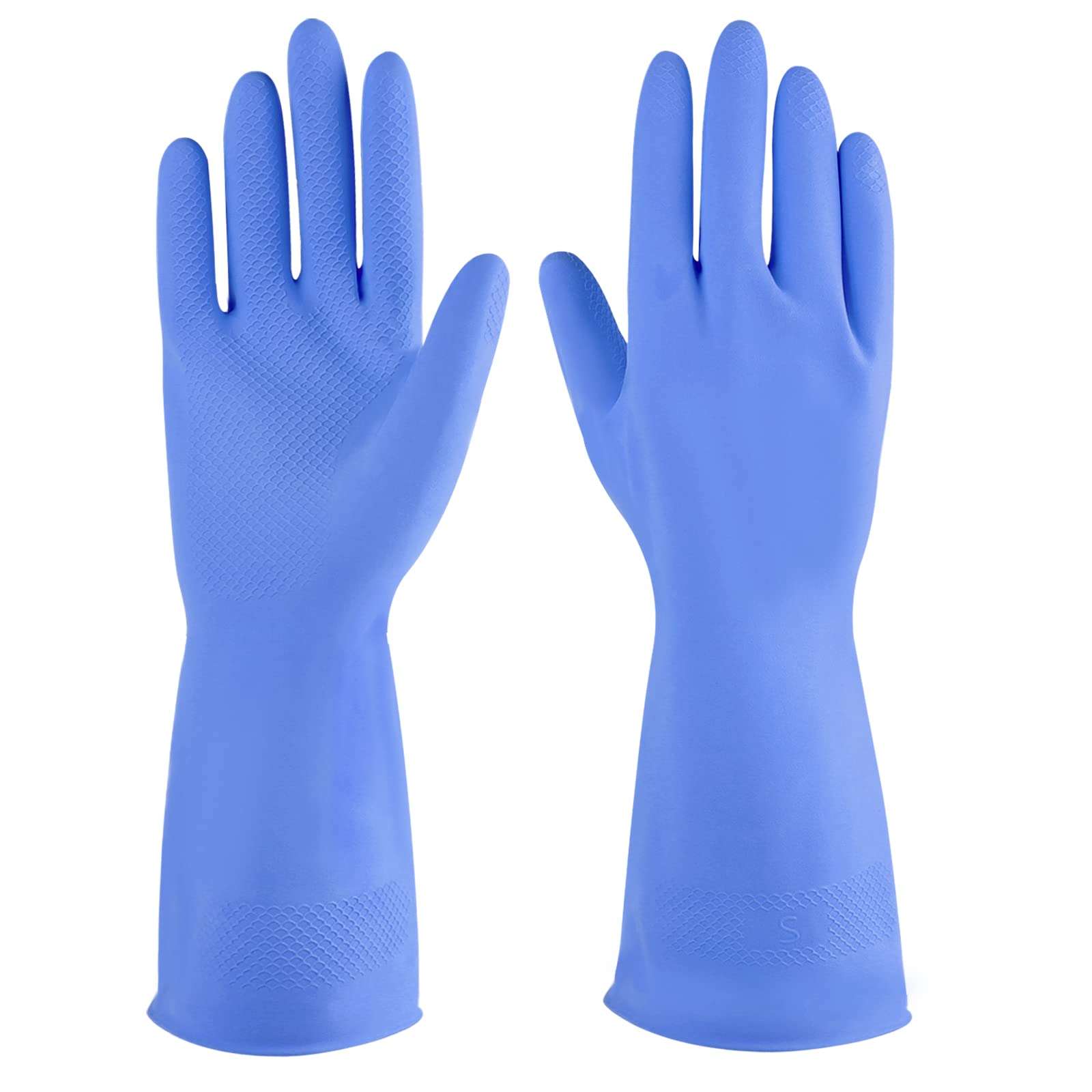 Iucge Rubber Cleaning Gloves Blue 6 Pairs For Household,Reuseable Dishwashing Gloves For Kitchen(6,Xl)
