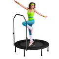 SkyBound Rebounder Trampoline for Adults - Indoor Mini Trampoline with Bar, Fitness Rebounder with 3 Adjustable Foam Handles, Ex