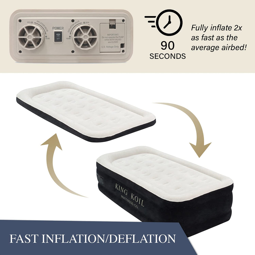 King Koil Luxury Twin Air Mattress With Built-In High Speed Pump For Camping, Home & Guests - 20