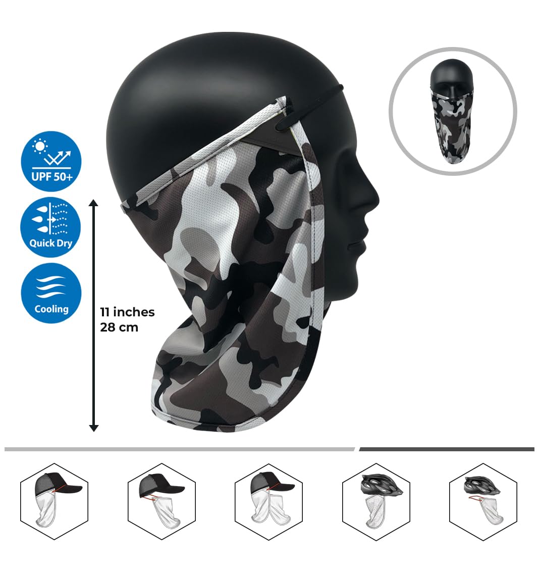 Coolnes - Uv Sun Protection Neck Drape Adjustable Multifunctional 2 In 1 Face Covering For Outdoor Fishing - Unisex Camouflage
