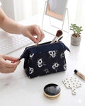 Cosmetic Toiletry Makeup Pouch With Portable Travel Multipurpose WaterResistant Zipper Makeup Brush Bags  Black Flower Rspbf6