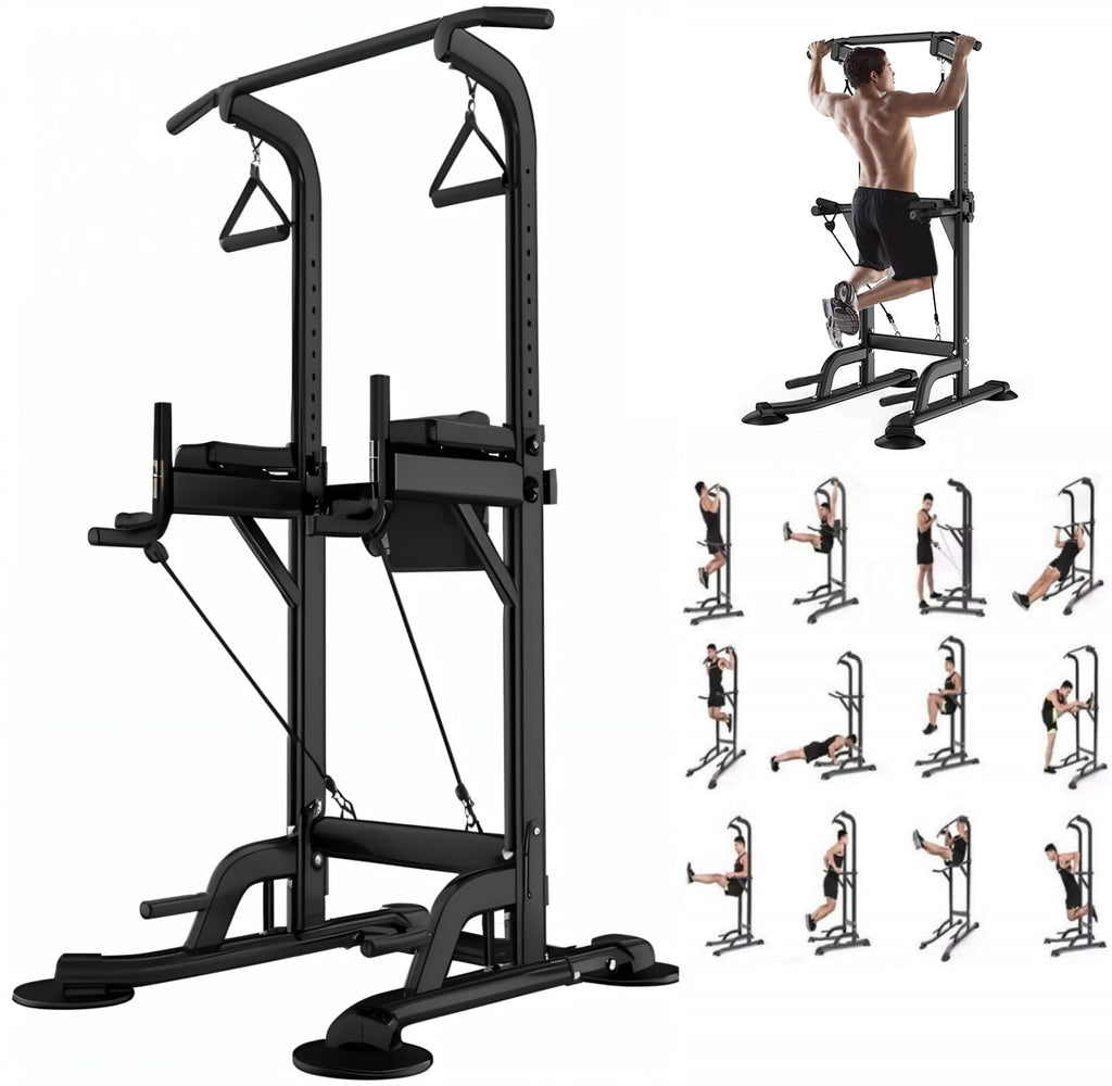 Leasbar Power Tower, Stand Workout Station 330 Lbs Capacity, Adjustable Dip & Pull Up Bar Station, Multi-Function Strength Train