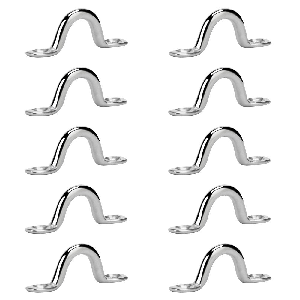 Amadget Bimini Boat Top Pad Eye, 316 Stainless Steel Eye Straps Tie Down Kayak Deck Loops (Pack Of 10)