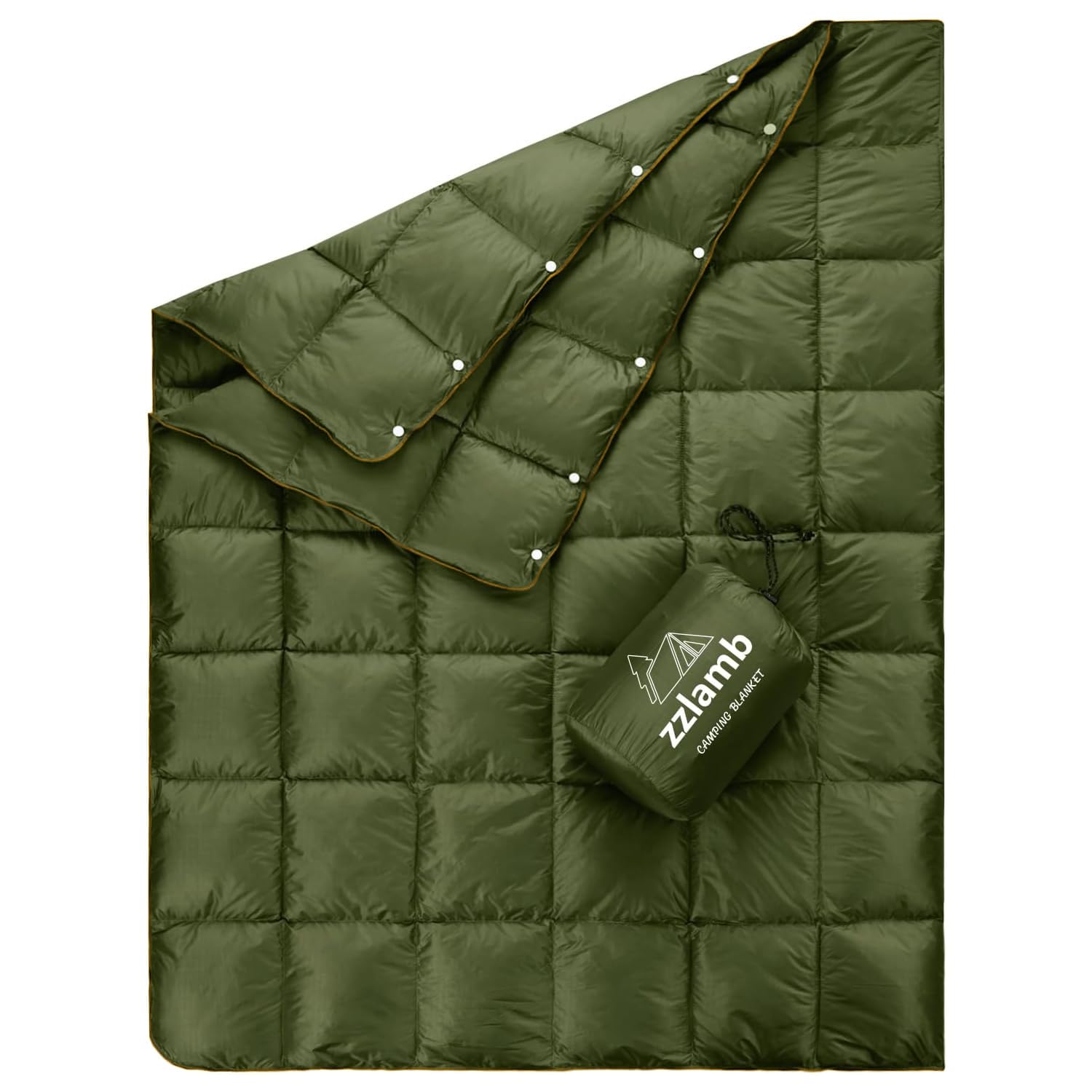Zzlamb Water-Repellent Duck Down Camping Blanket, Compact Travel Down Throw Quilt 650 Fill Power, Outdoor Blanket For Picnic Bea
