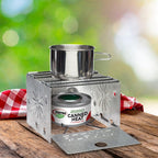 Sterno Folding Stove, Compact Emergency Food Prep, Silver, 6-1/4''L X 6-3/8''W X 4-5/8''H, Fuel Not Included, 1 Pack
