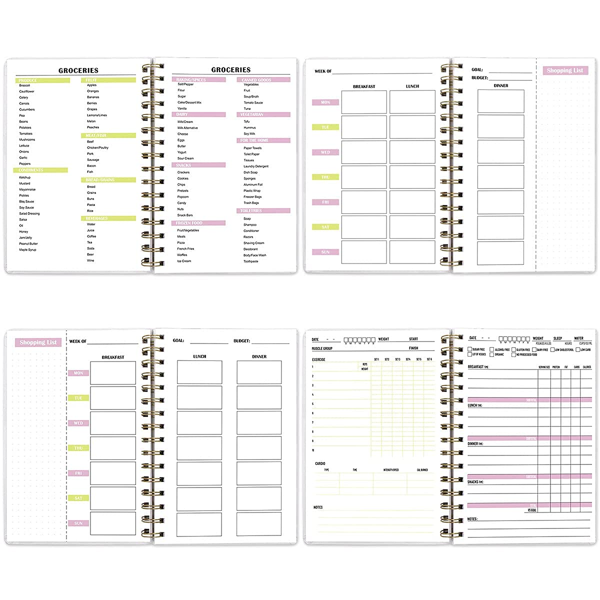 Food And Fitness Journal Meal Journal Diary Workout Wellness Log Notebook Planner Weight Loss Diet Meal Exercise Training Health