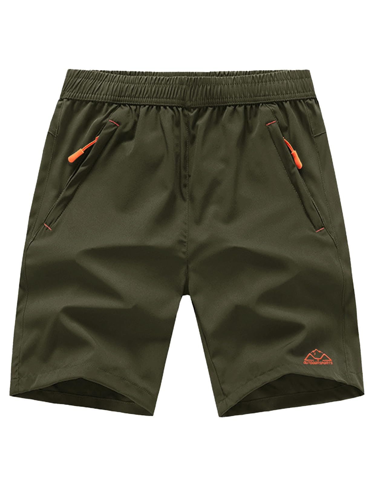 TBMPOY Mens 7 Hiking Running Shorts with Pockets Athletic Outdoor Sports Gym Workout Short Zipper Pockets ArmyGreen XL