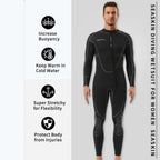 Mens 3Mm Shorty Wetsuit, Full Body Diving Suit Front Zip Diving Wetsuit Snorkeling Surfing (Mens Fullsuit, M)