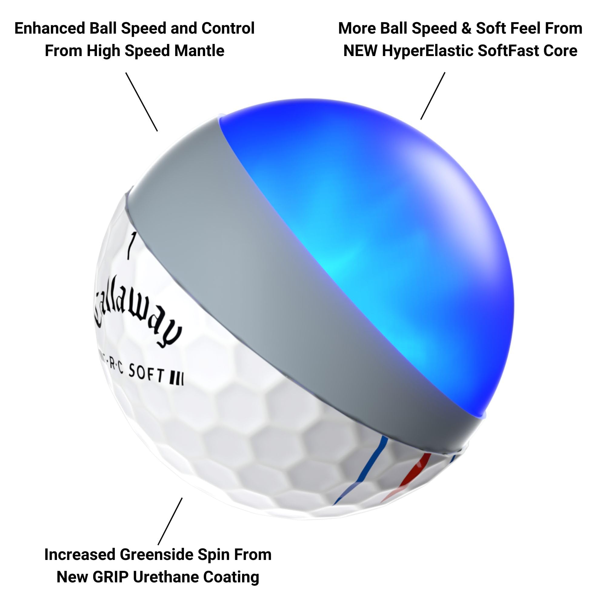 Callaway Erc Triple Track Golf Balls 12B Pk (2023 Version, White)