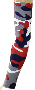 Sportsfarm New! - Navy Blue Gray Red White Woodland Camo Arm Sleeve (Youth Large)