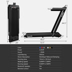 Goplus 2 In 1 Folding, Superfit Under Desk Electric Treadmill, 2.25Hp Installation-Free With Blue Tooth Speaker, Remote Control,