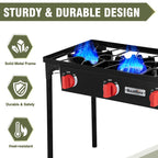 Bestfire 3 Burners Camping Stove For Cooking Outdoor, 225,000 Btu Propane Burners With Ignition Wire&Removable Legs, Temperature
